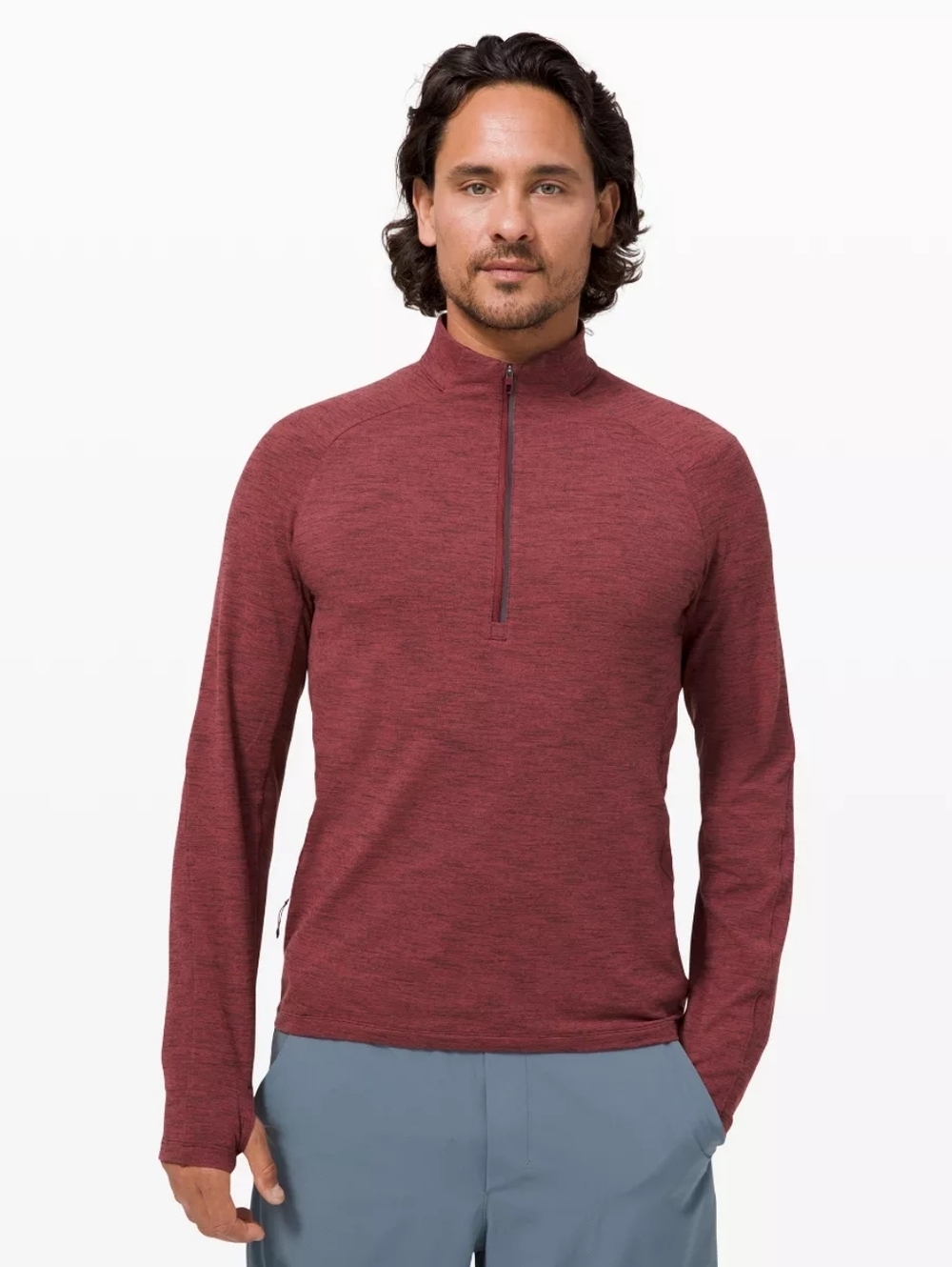Lululemon Surge Reddish Brown Warm Half Zip Men’s Sz Medium